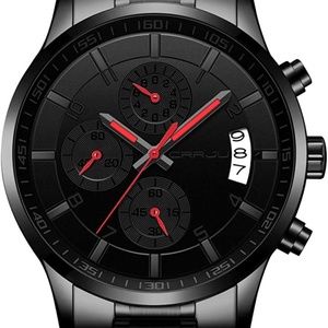 CRRJU Men's Fashion Stainless Steel Watch Date Waterproof Chronograph
